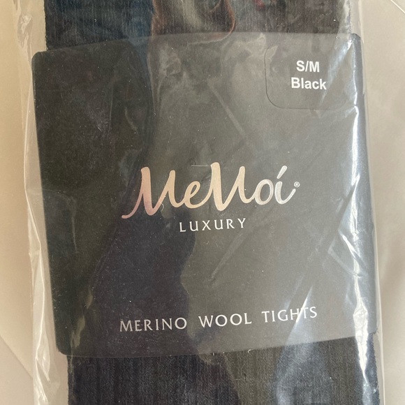 MEMOI MERINO WOOL TENCEL BLEND RIBBED SWEATER TIGHTS - Picture 2 of 3